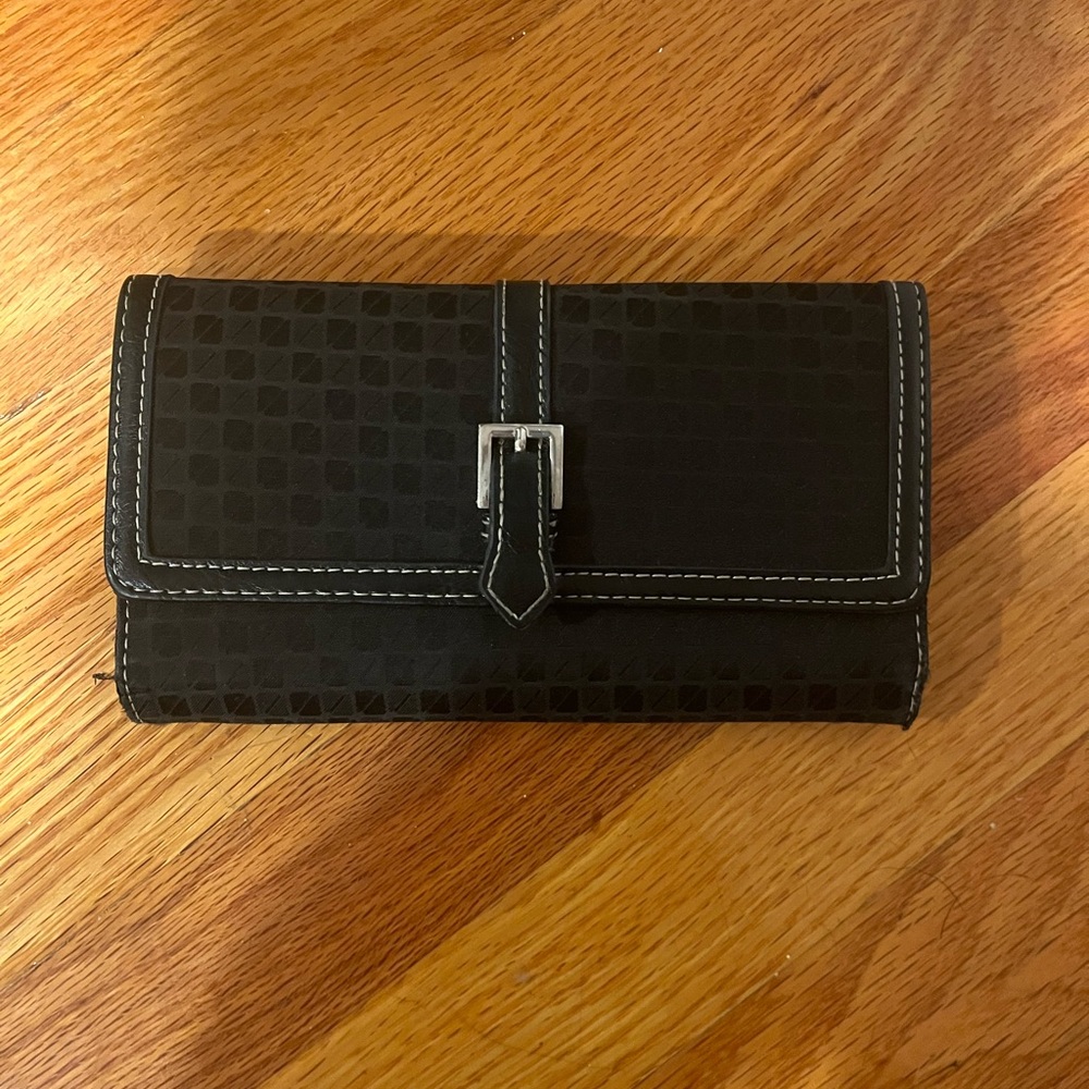 Black Checkered Wallet with Silver Buckle